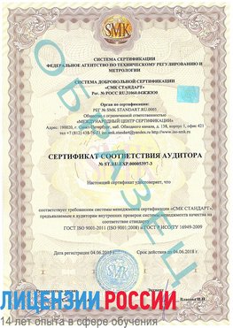 Образец сертификата соответствия аудитора №ST.RU.EXP.00005397-3 Тамбов Сертификат ISO/TS 16949